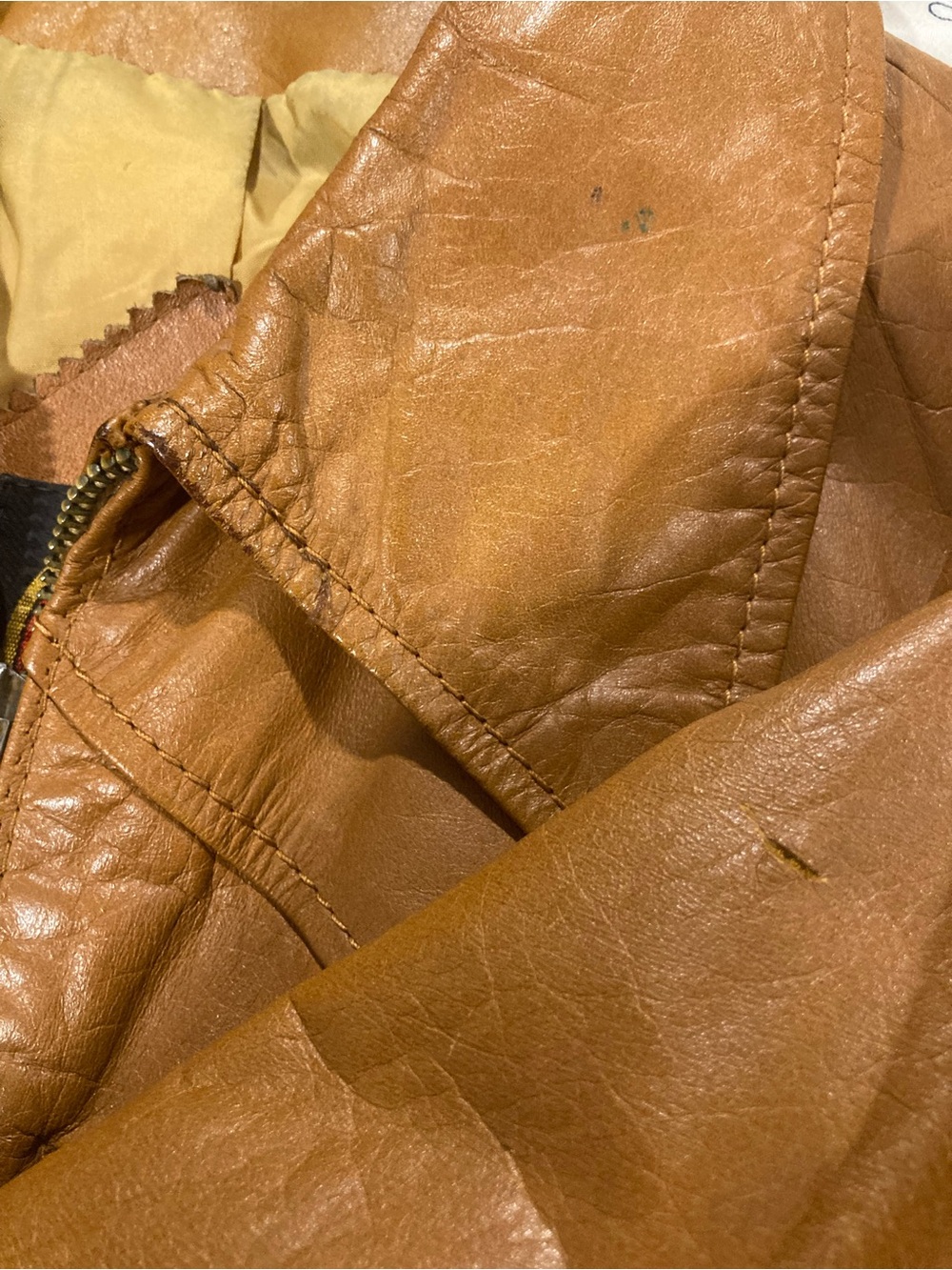 El Toro Bravo Vintage Tan Leather Jacket 40 Men’s  Woven Detail Disco Era 70/80s - Picture 13 of 16